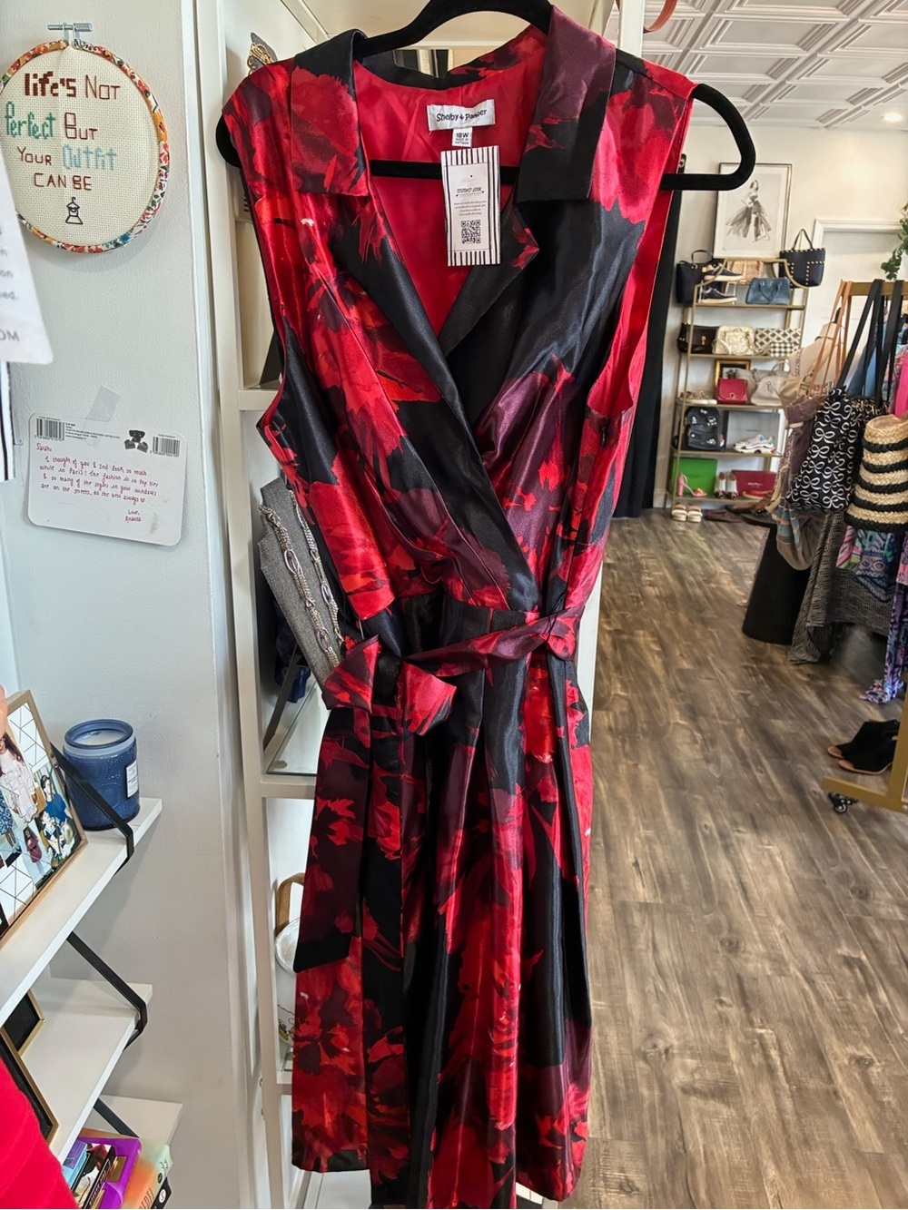 Shelby & Palmer Red and Black Floral Wrap Dress